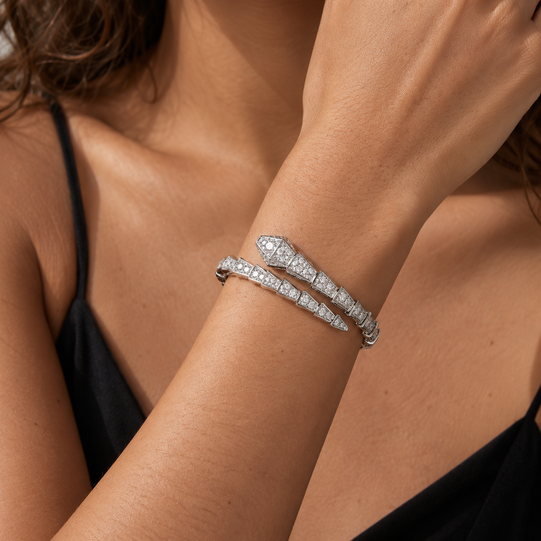 White Serpenti Pavé Wrap Bracelet