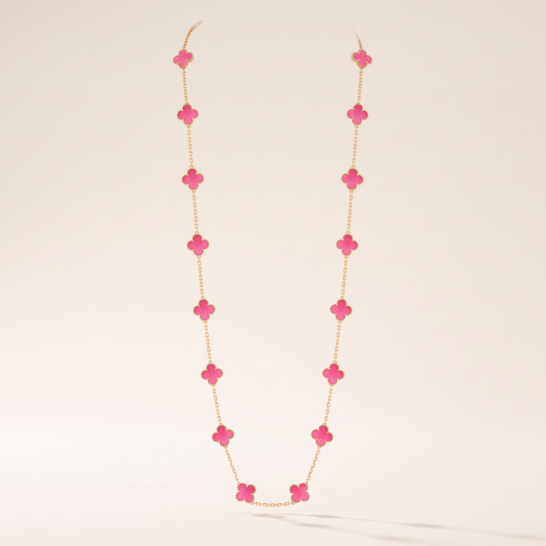 Alhambra Lucky Pink Enamel Clover 20 Motifs necklace