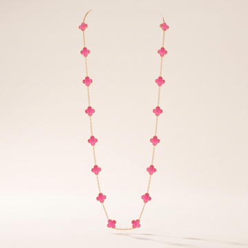 Alhambra Lucky Pink Enamel Clover 20 Motifs necklace
