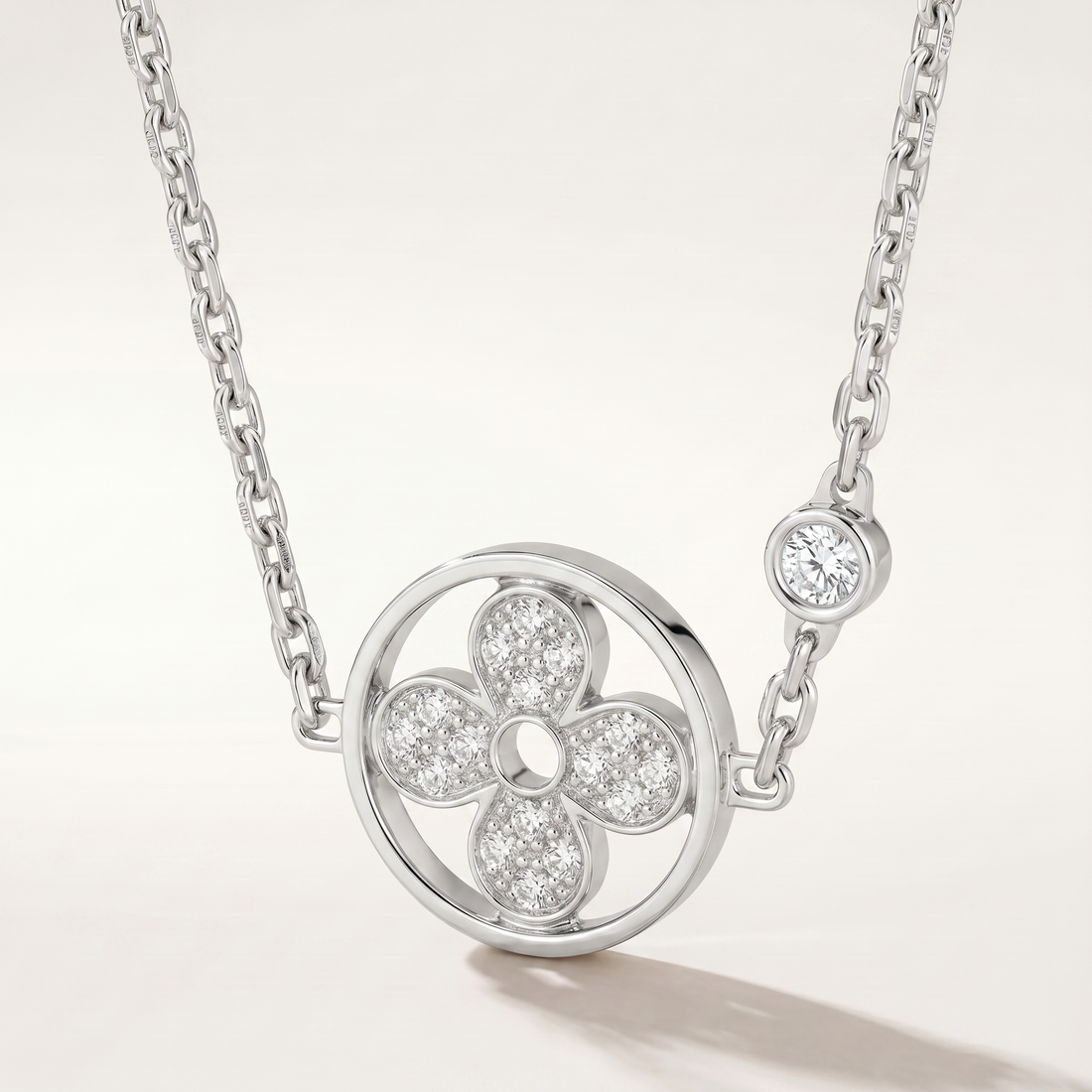 Color Blossom Pavé Diamonds Flower Pendant Necklace