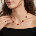 Vintage Alhambra Red Carnelian 10 Motifs Necklace
