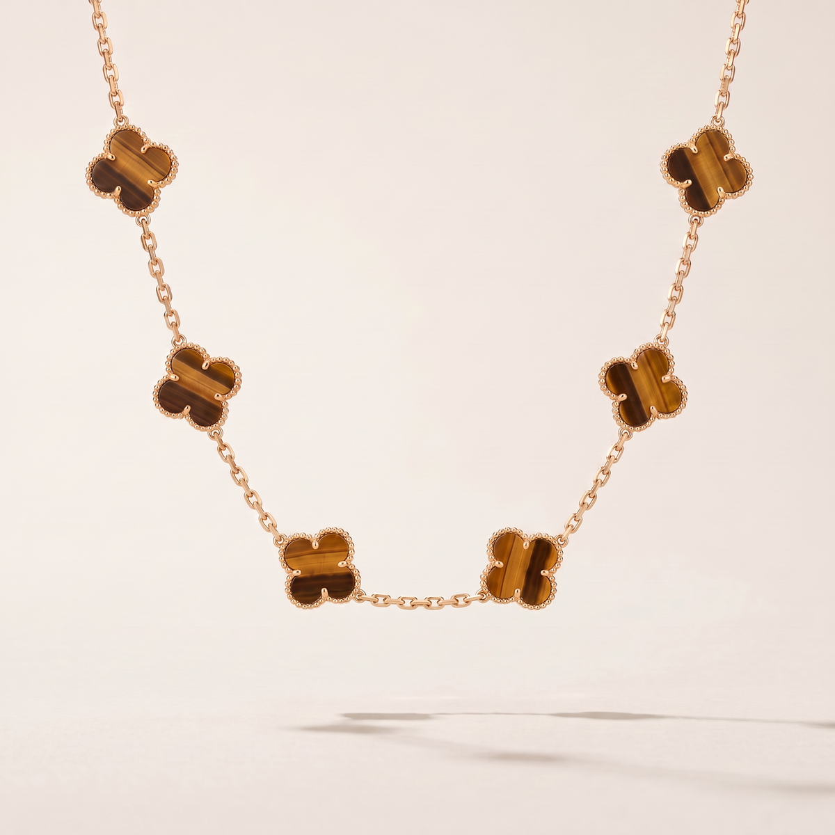 Vintage Alhambra Tiger’s Eye 10 Motifs Necklace