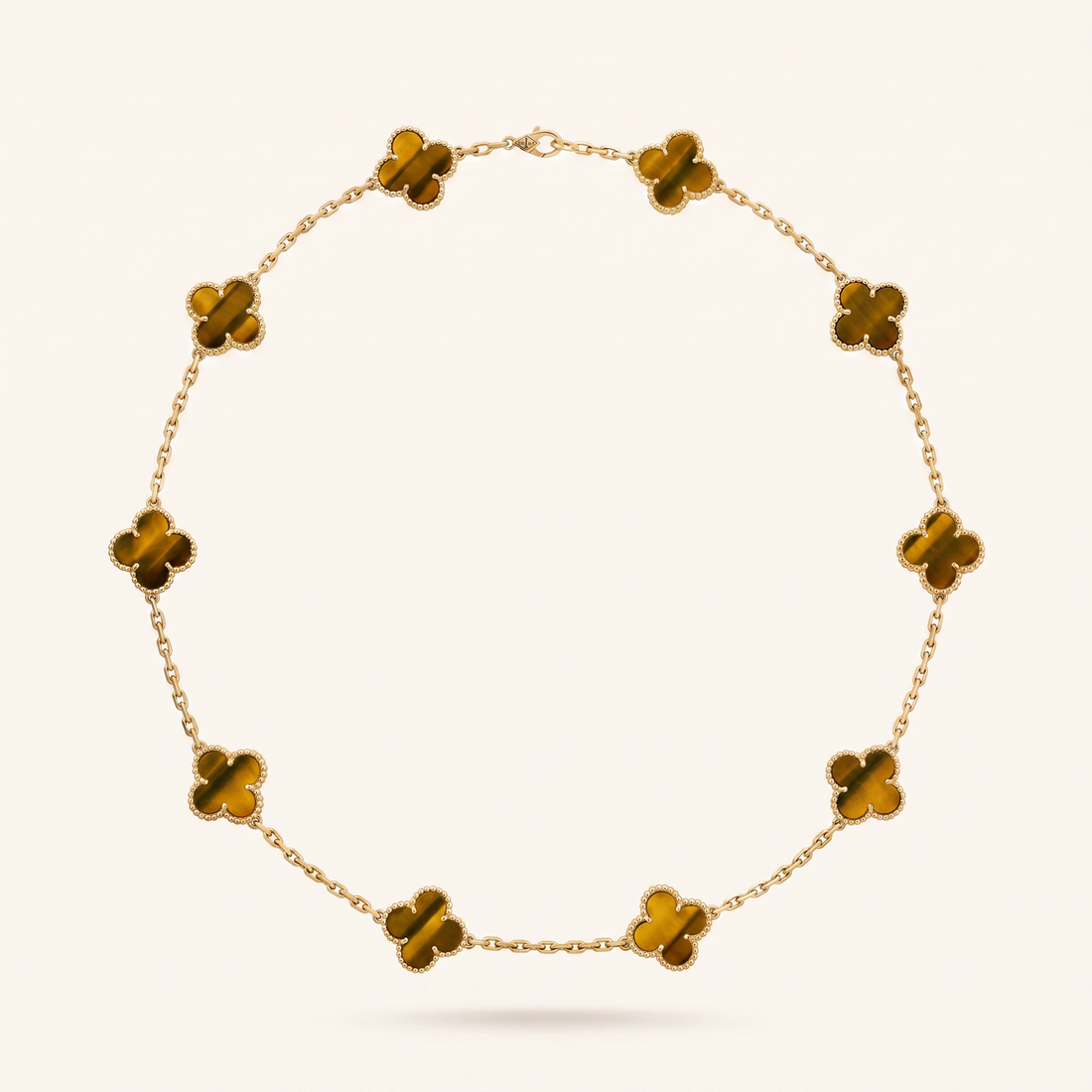 Vintage Alhambra Tiger’s Eye 10 Motifs Necklace