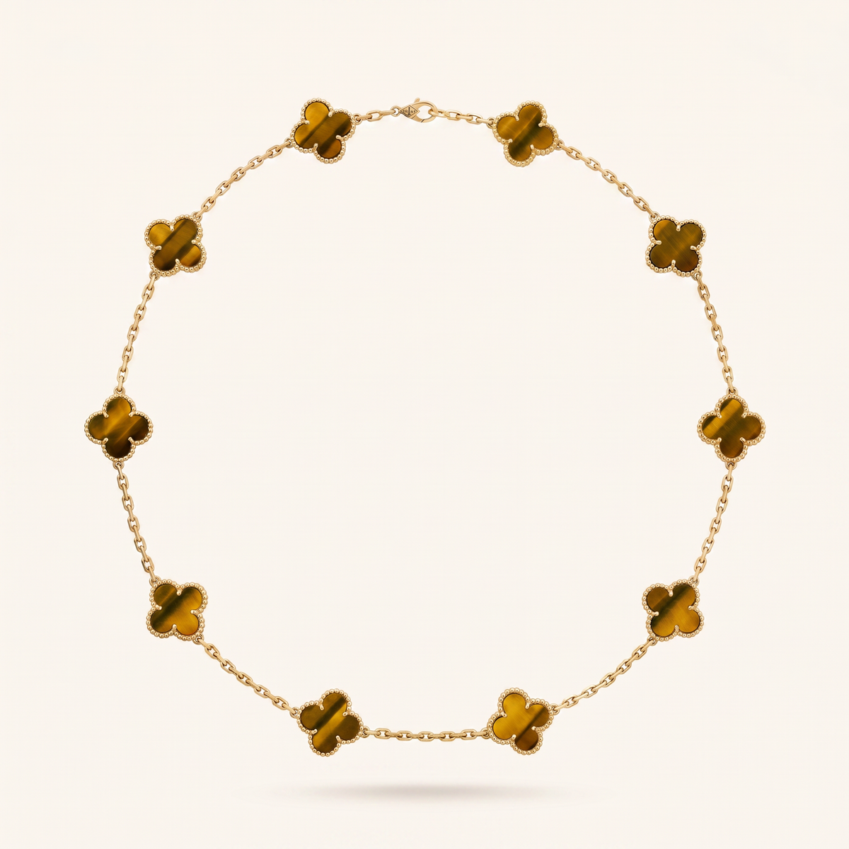 Vintage Alhambra Tiger’s Eye 10 Motifs Necklace