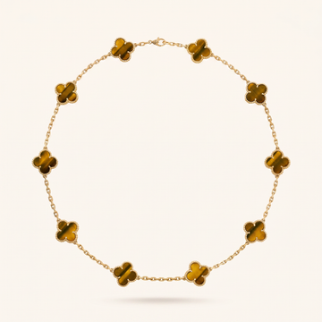 Vintage Alhambra Tiger’s Eye 10 Motifs Necklace