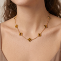 Vintage Alhambra Tiger’s Eye 10 Motifs Necklace