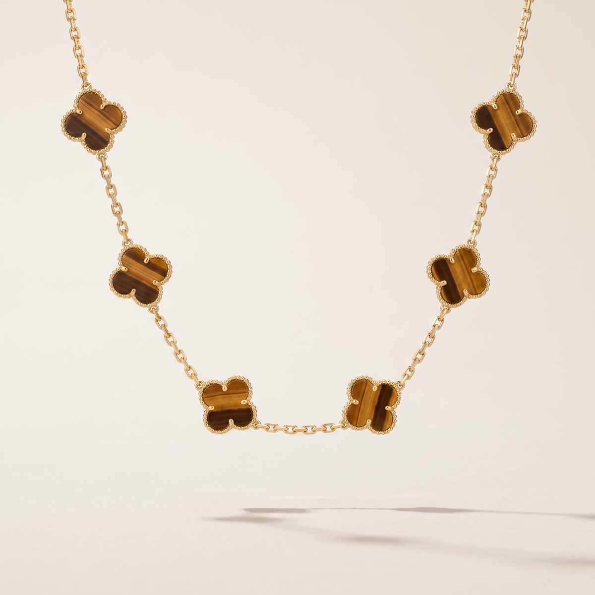 Vintage Alhambra Tiger’s Eye 10 Motifs Necklace