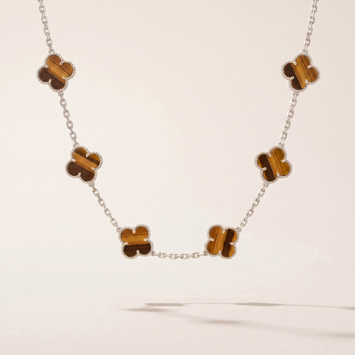 Vintage Alhambra Tiger’s Eye 10 Motifs Necklace