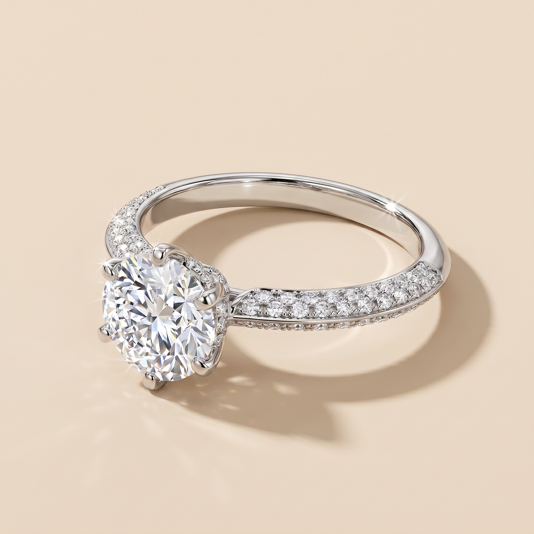 T Pavé Setting Engagement Ring