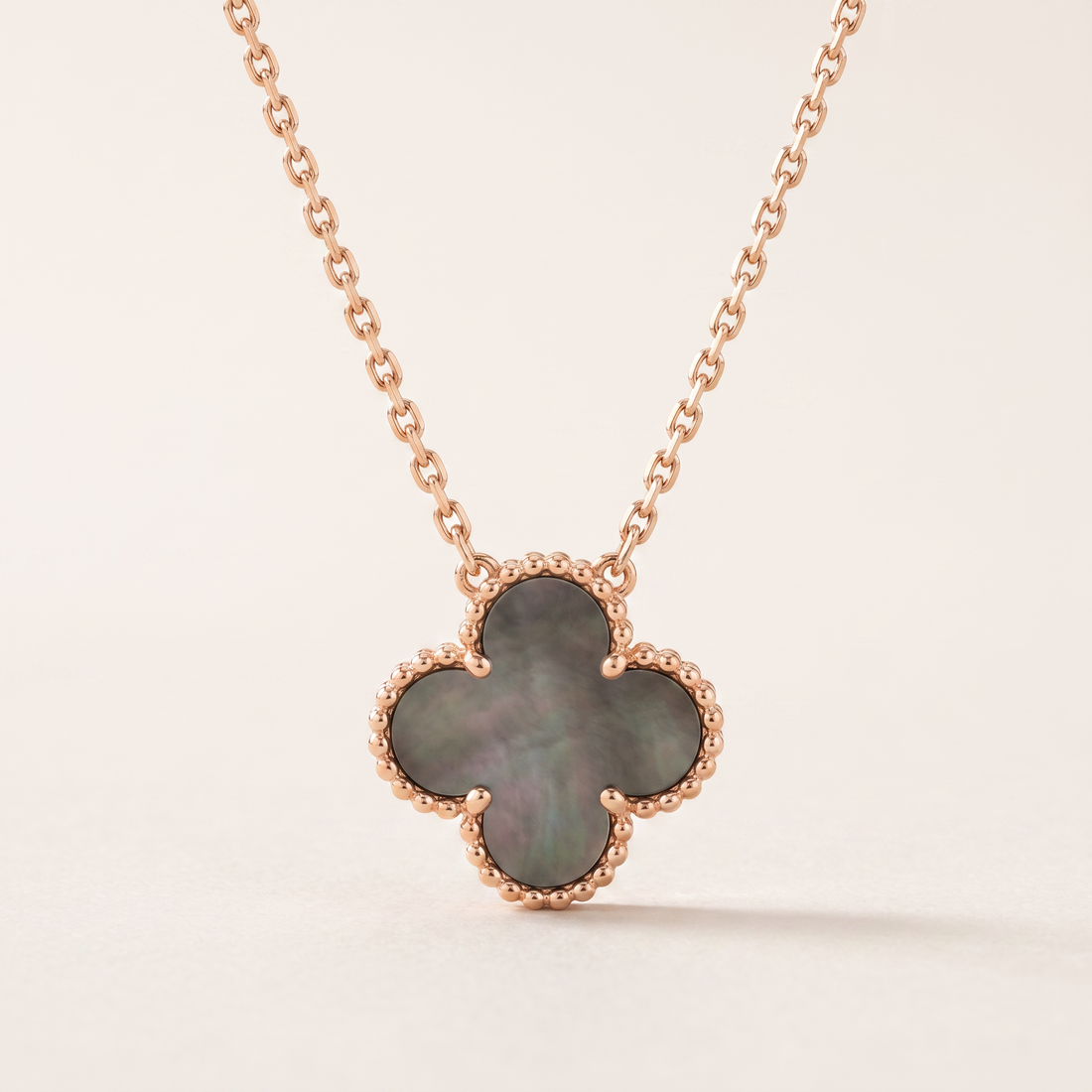 Vintage Alhambra 1 Black Mother Of Pearl Motif Necklace